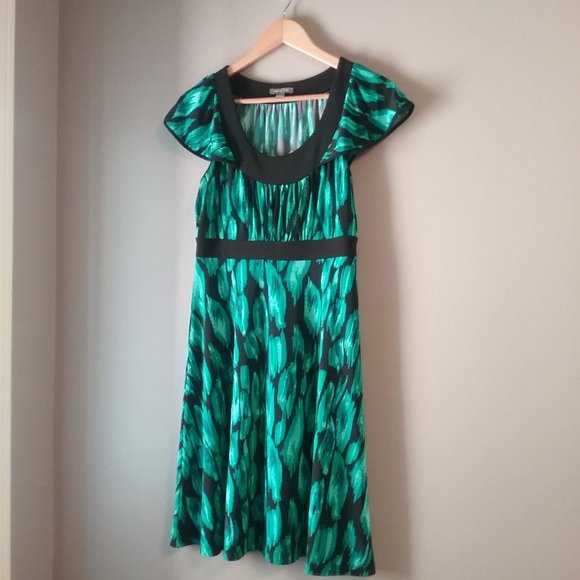 🌞 Apt 9 Green & Black A-line Dress | Small - Picture 3 of 14
